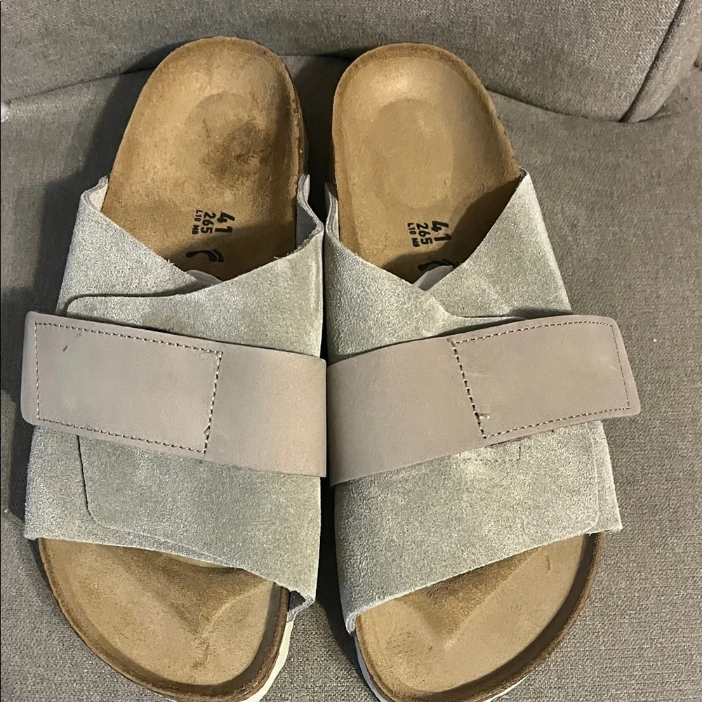 Birkenstock Light Gray Suede Sandals